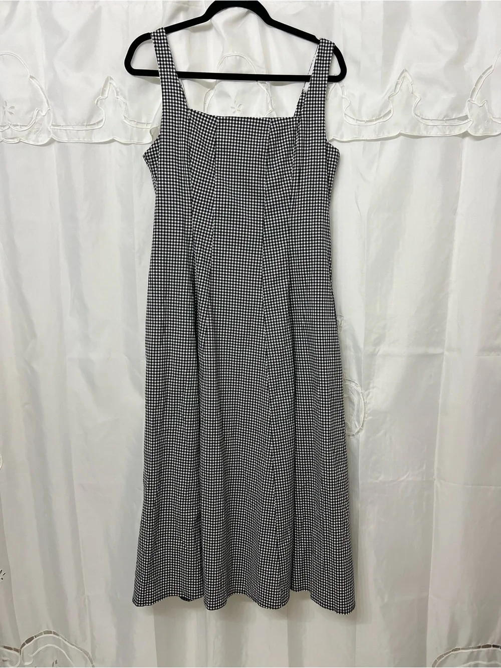 NWOT Abercrombie & Fitch Flowy Midi Dress Black Gingham Large Petite LP